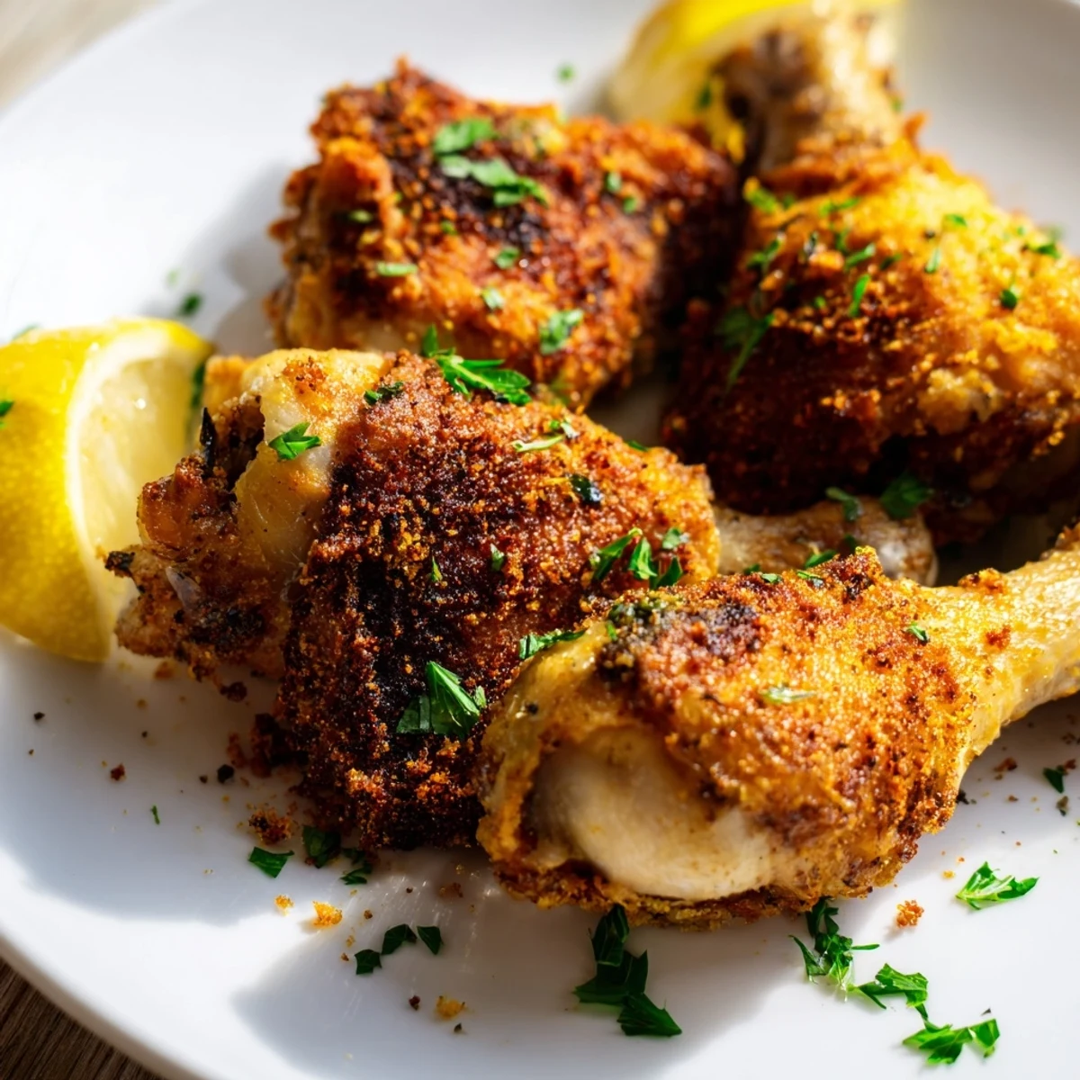 Freshly fried Crispy Dinner Chicken Fried pieces, garnished with parsley and arranged on a platter for a family-style Southern dinner.
