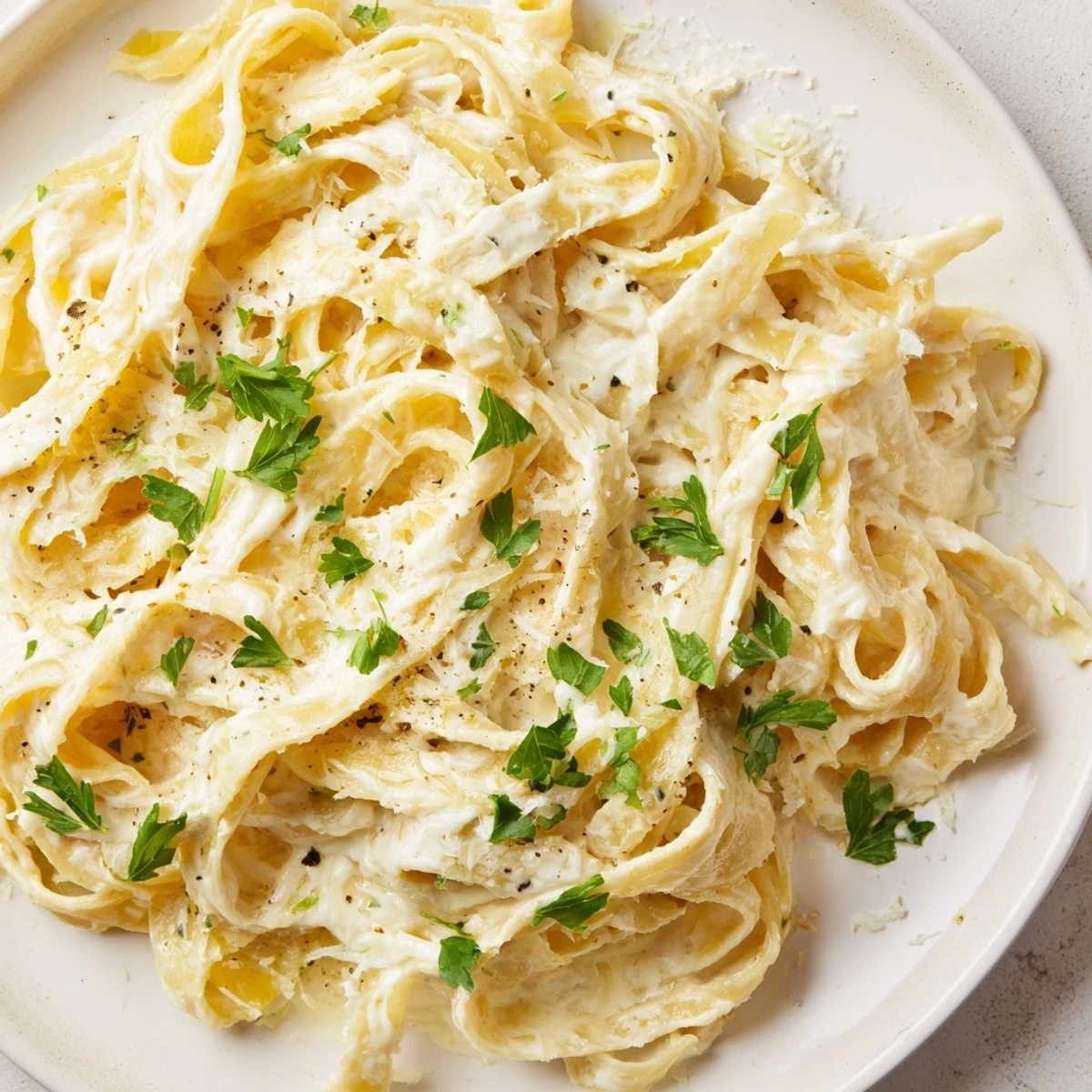 A close-up of bubbling Creamy Dinner Pasta Sauce in a pan, featuring minced garlic and Italian herbs for a comforting meal.