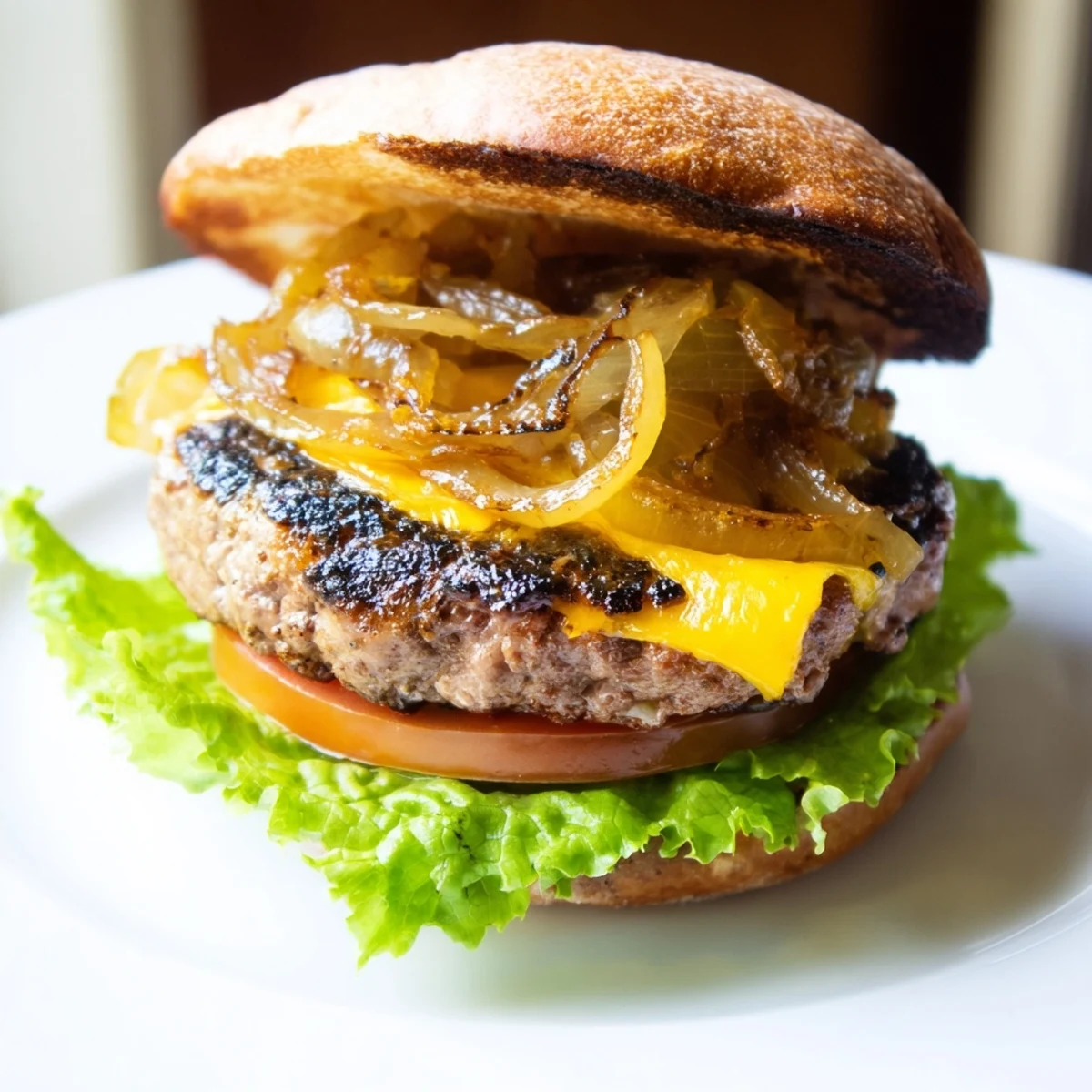 Classic Beef Burgers Caramelized Onions