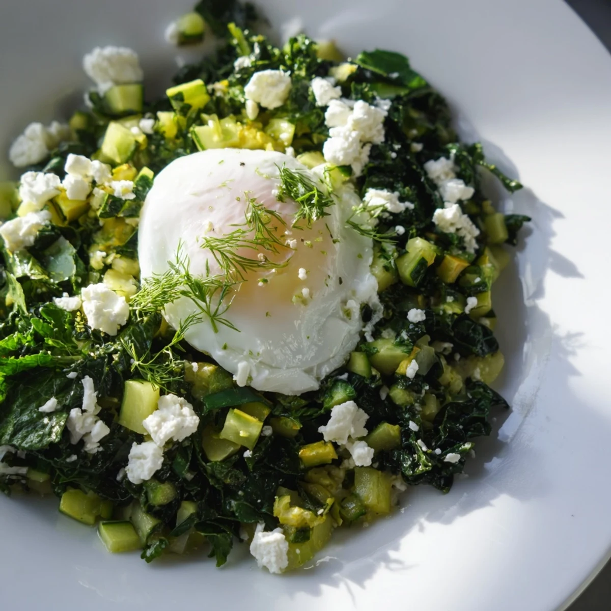 Serving suggestion for Green Shakshuka with Spinach and Feta, featuring a hearty spoonful ready to enjoy with toasted bread.
