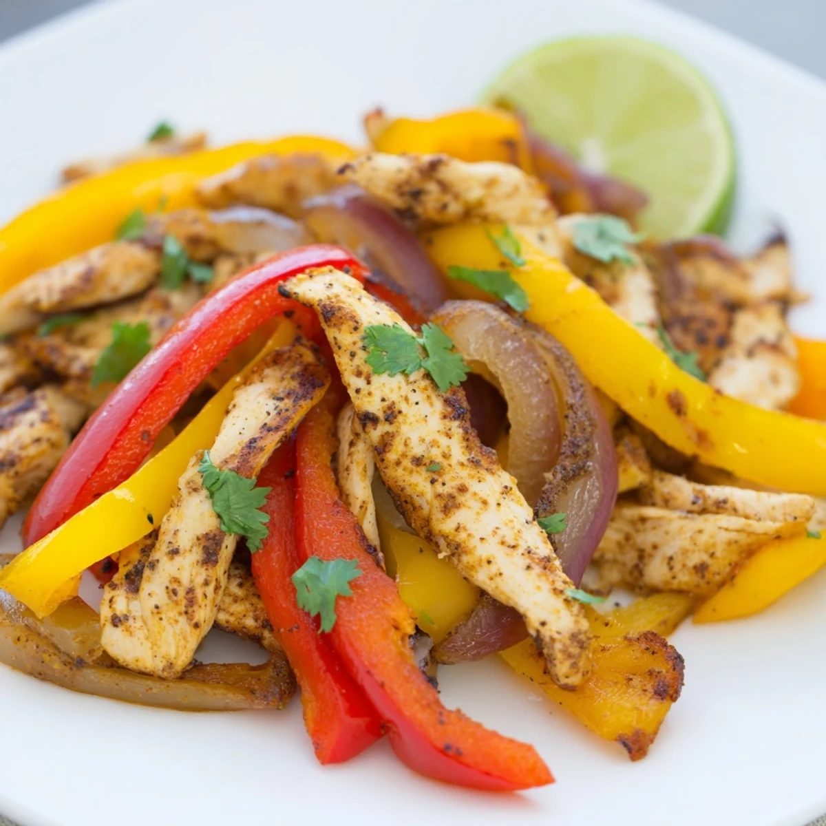 Tex-Mex sheet pan chicken fajitas with caramelized onions and peppers, ready for family dinner with tortillas.