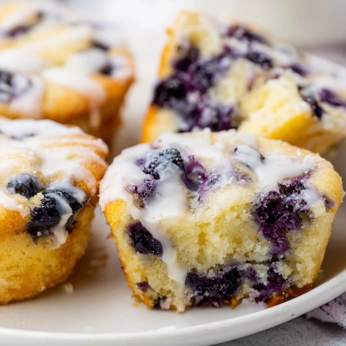 Close-up of warm Lavender Blueberry Tea Cakes on a cooling rack. 