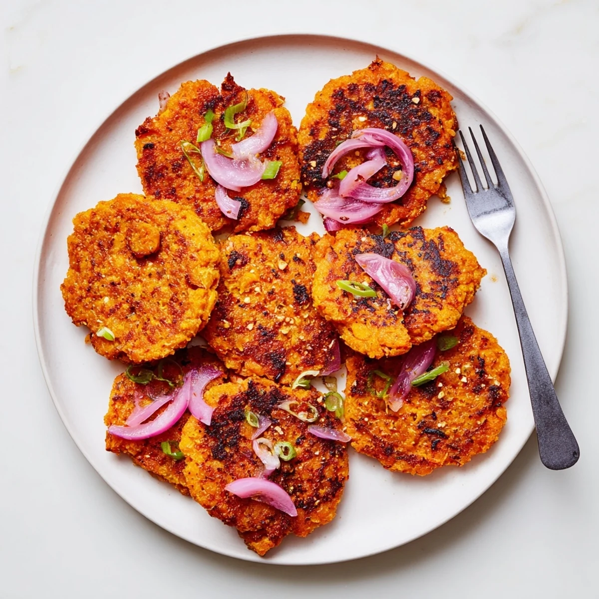 Freshly baked Healthy Sweet Potato Hash Browns are golden and crisp on the edges with a tender interior.  