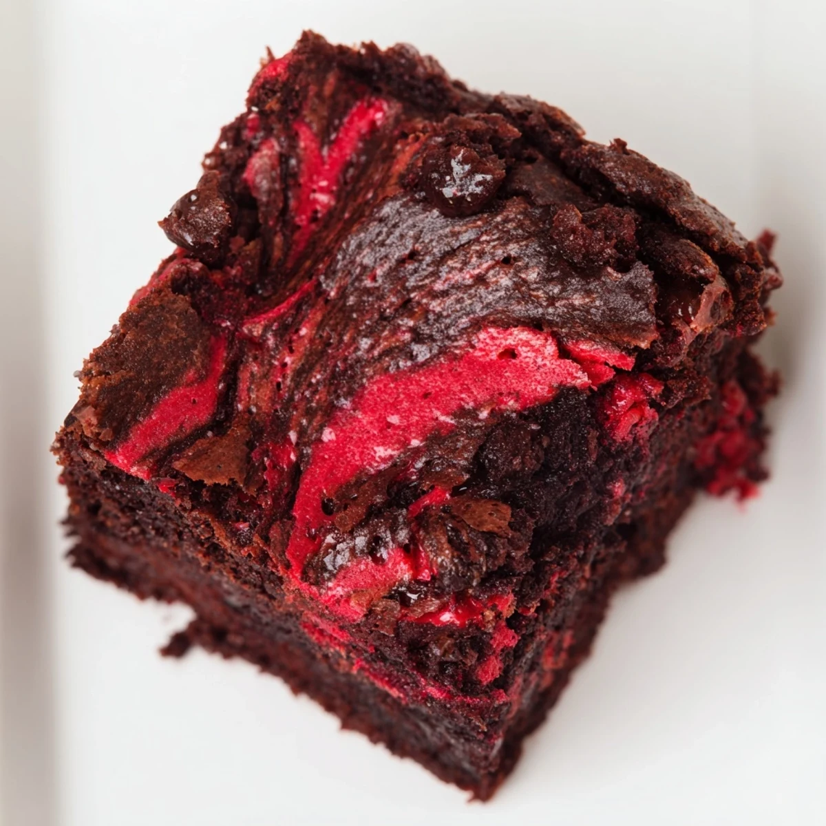 Baked Raspberry Swirl Brownies cooling on a wire rack with fresh raspberries nearby for garnish.