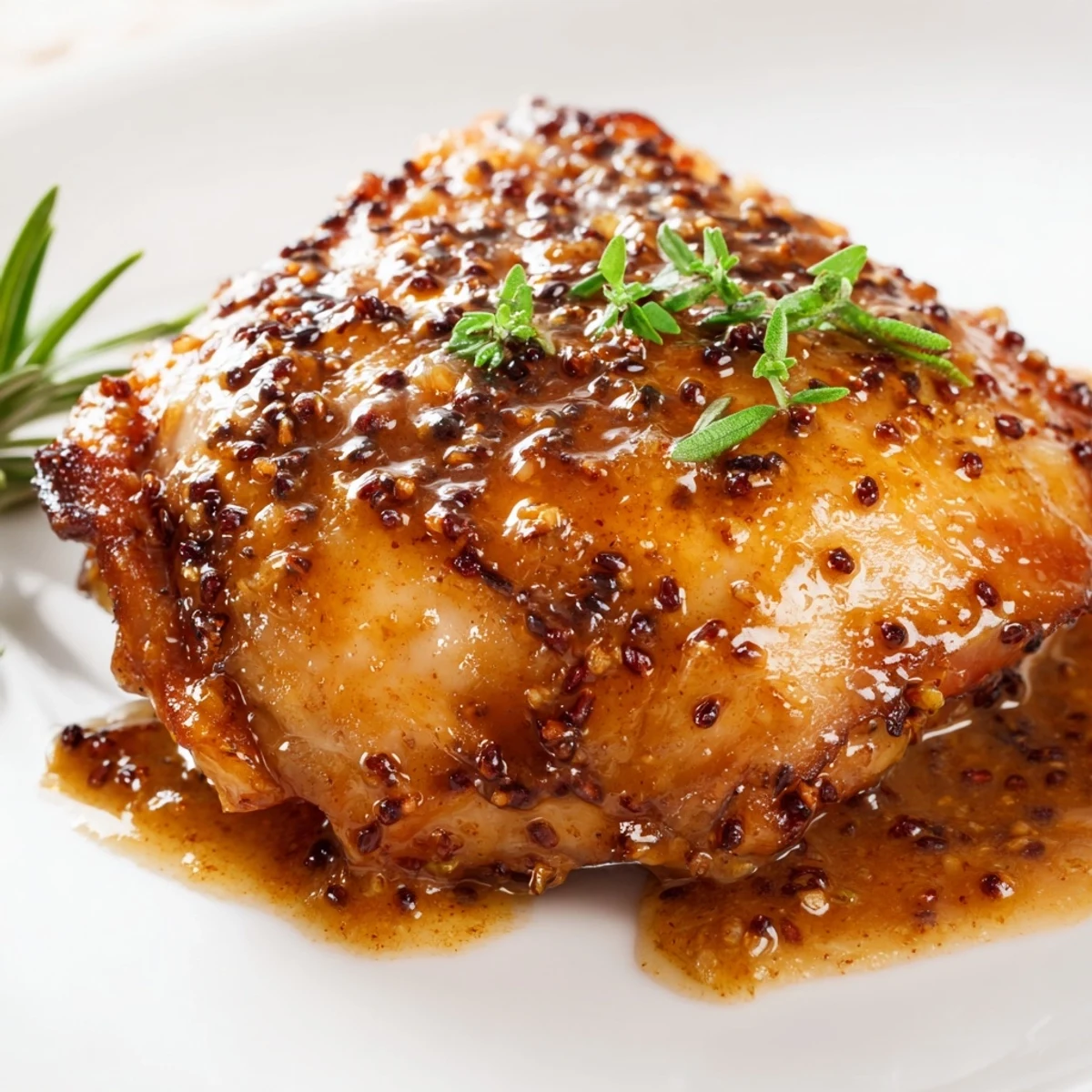 Juicy chicken pieces coated in tangy honey mustard sauce, freshly baked to perfection with rosemary and garlic aromas