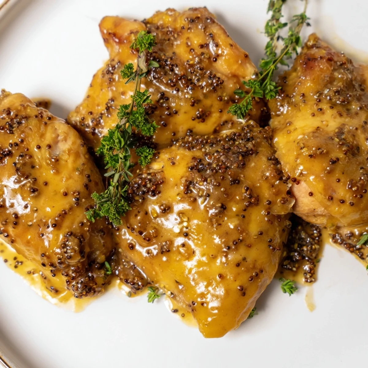 Weeknight dinner featuring oven baked honey mustard chicken served over white rice with parsley