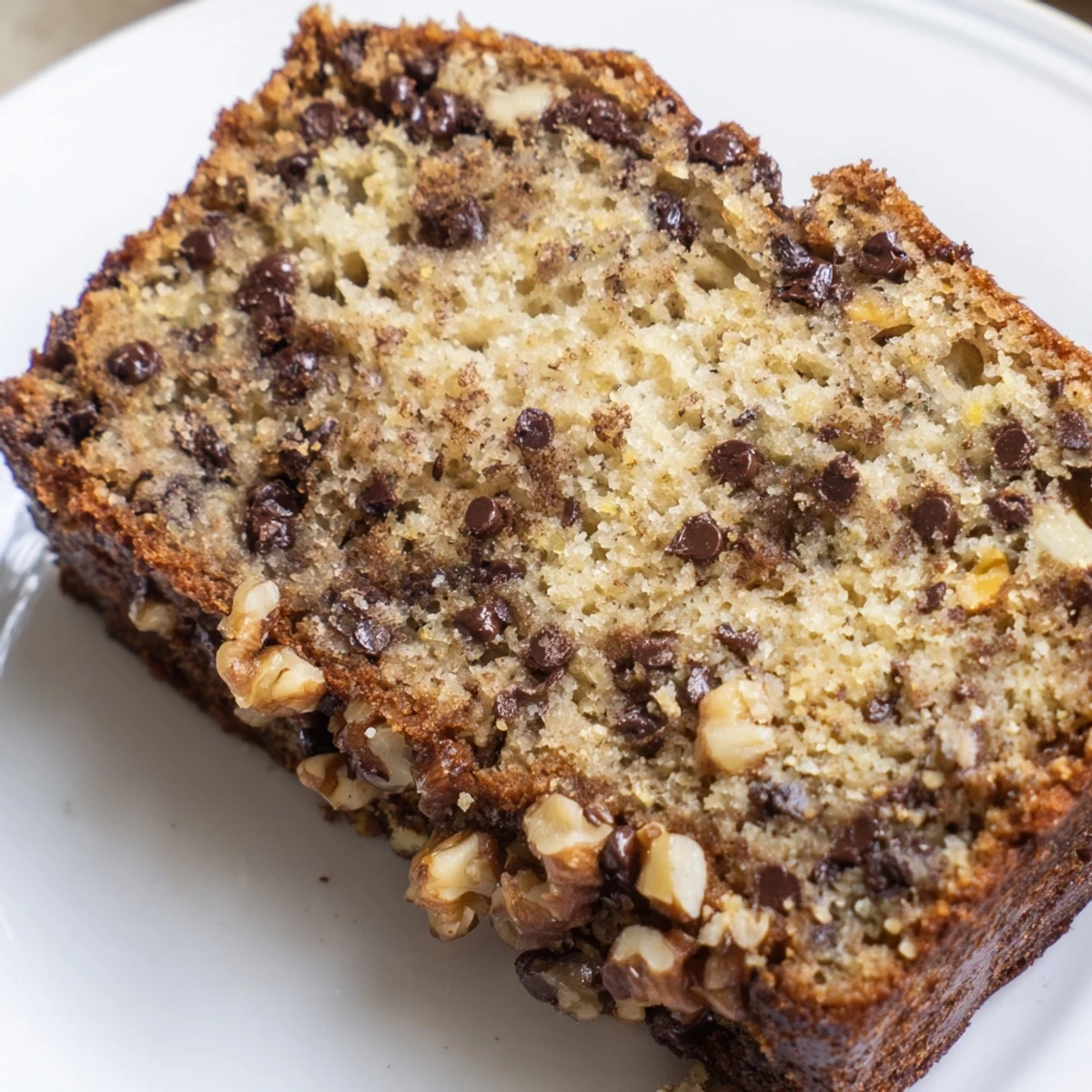Golden loaf of moist banana bread with sour cream sliced on a wooden board