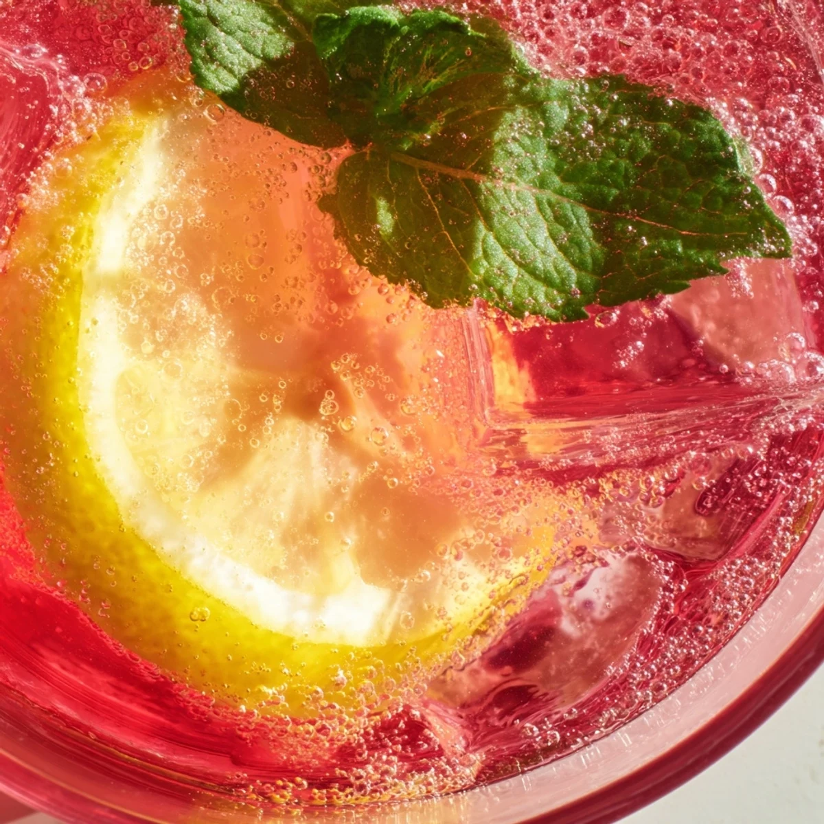 Bubbly honey lemon pink soda served in a pitcher with bright citrus wedges and glowing pink fizz