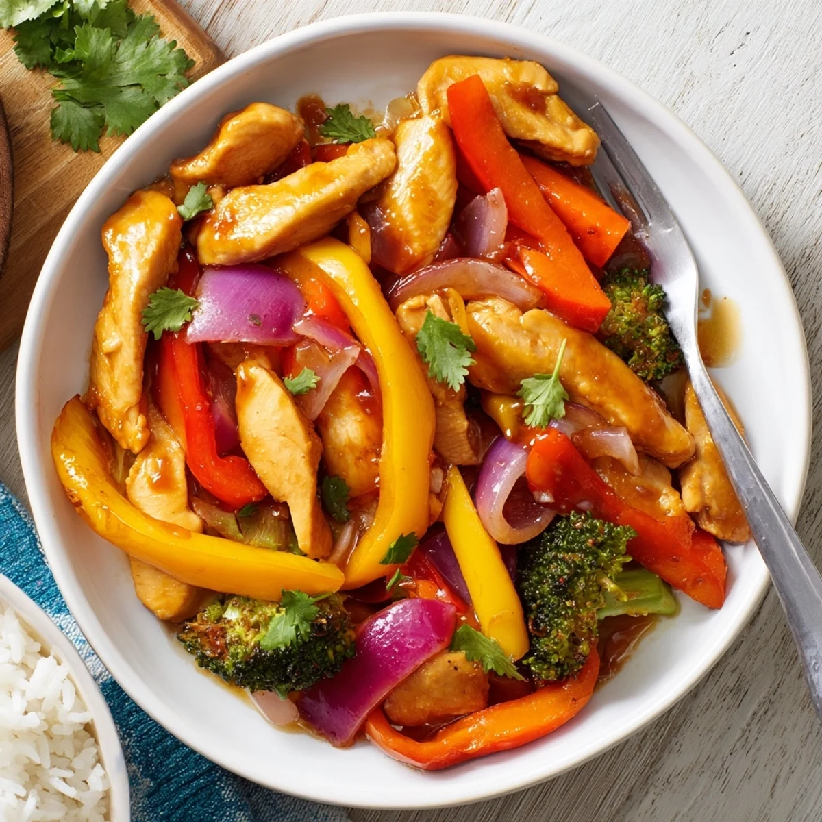 Quick flavorful weeknight meal served over fluffy steamed rice with fresh green onion garnish