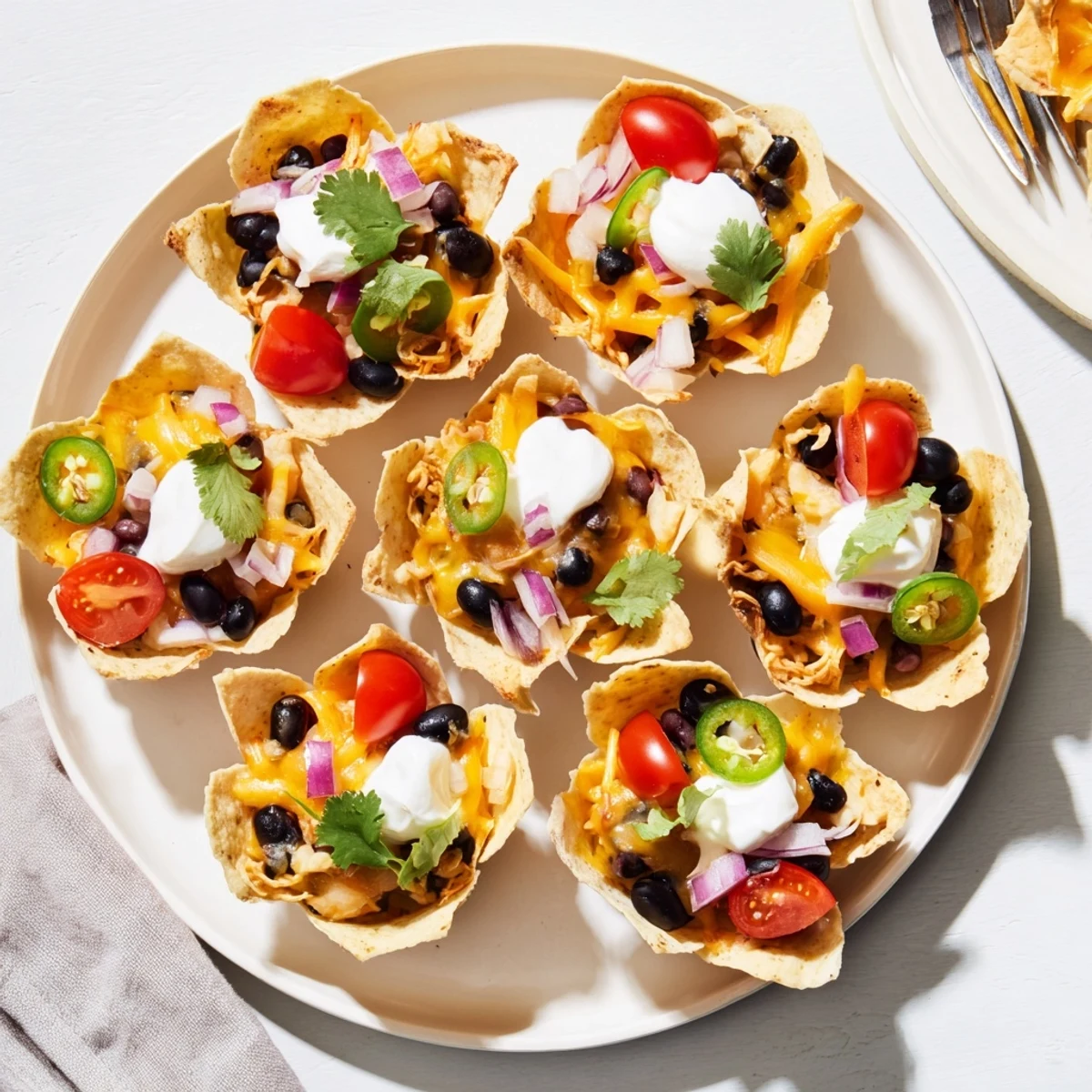 Crispy tortilla cups bubbling with Monterey Jack cheese and zesty jalapeño slices
