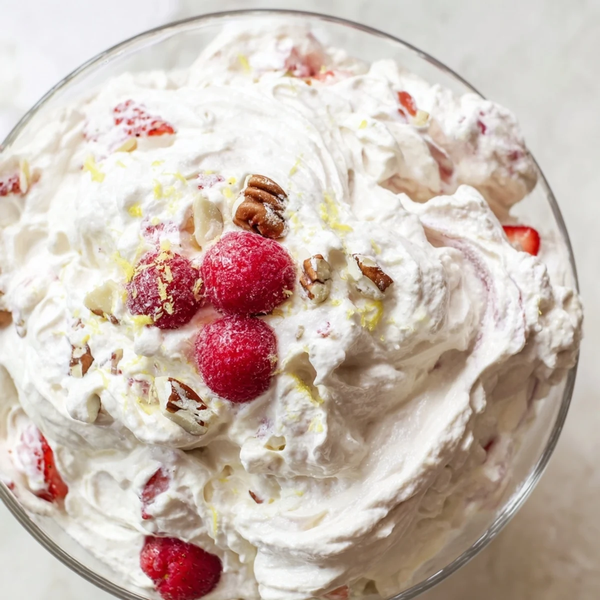 Light and airy keto cheesecake fluff swirled with vanilla in serving dishes