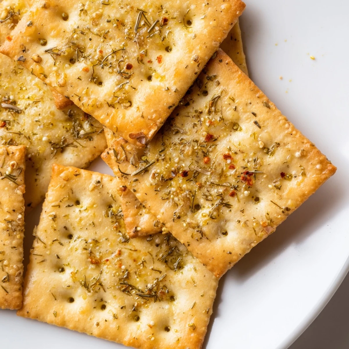 Tangy dill pickle saltines arranged on a rustic wooden party snack board