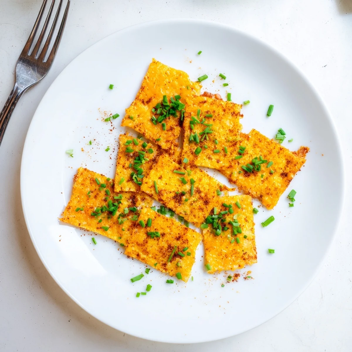 Warm sharp cheddar cheese bites with fresh chives cooling on a wire rack