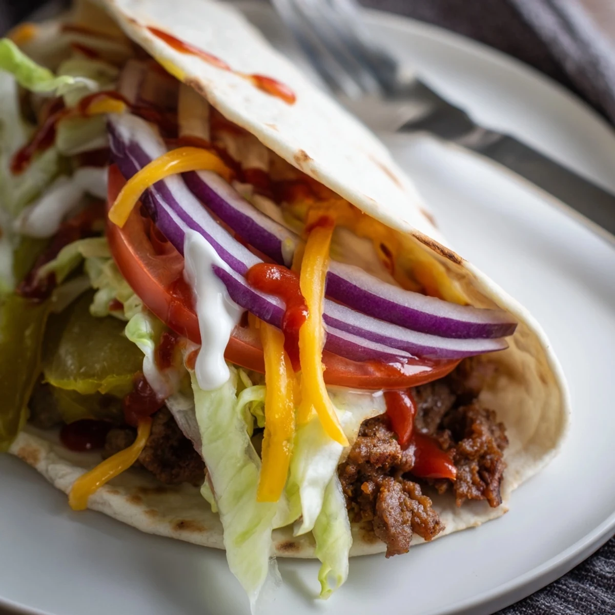 Golden toasted tortillas filled with melty cheddar in Smash Burger Tacos Recipe