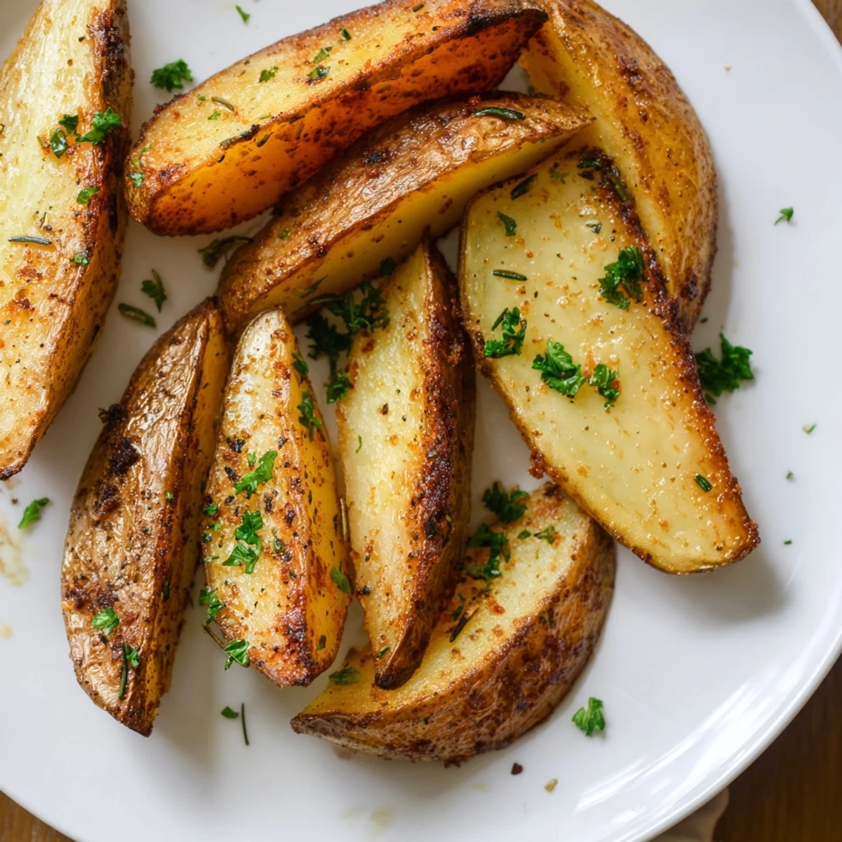Oven-baked Potato Wedges, golden-crisp edges and fluffy centers, served hot