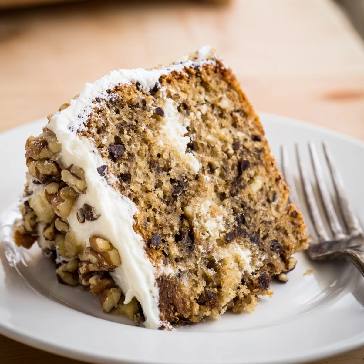 Freshly baked Banana Bread Cake Recipe studded with walnuts, tender and fragrant.