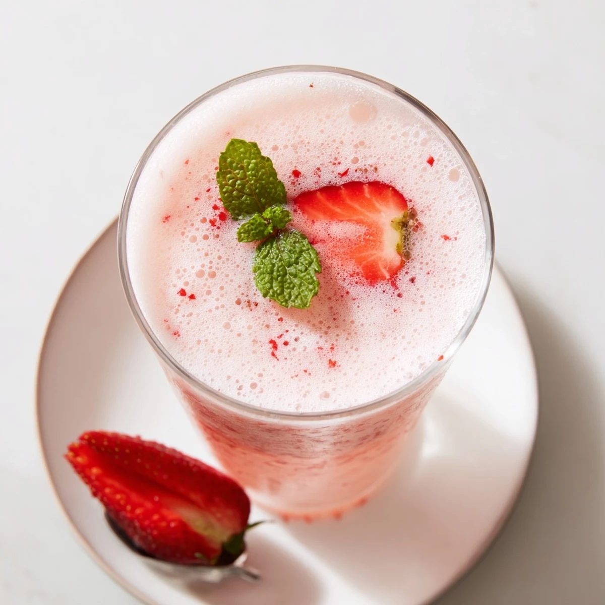 Vibrant Strawberry Coconut Cooler Recipe, frothy tropical sip with bright lime