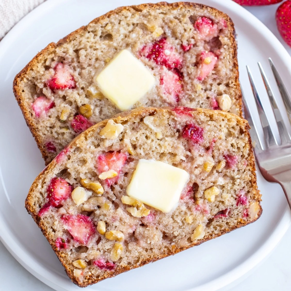 Strawberry Banana Bread Recipe cooling on wire rack, golden crust, fruity aroma.