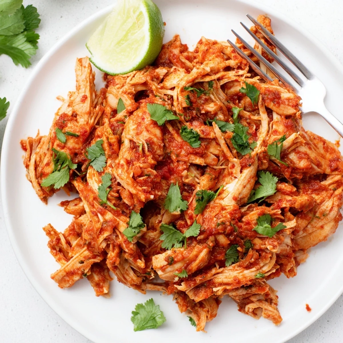 Tender slow cooker chicken tacos recipe served with crisp lettuce, diced tomatoes, and creamy sour cream