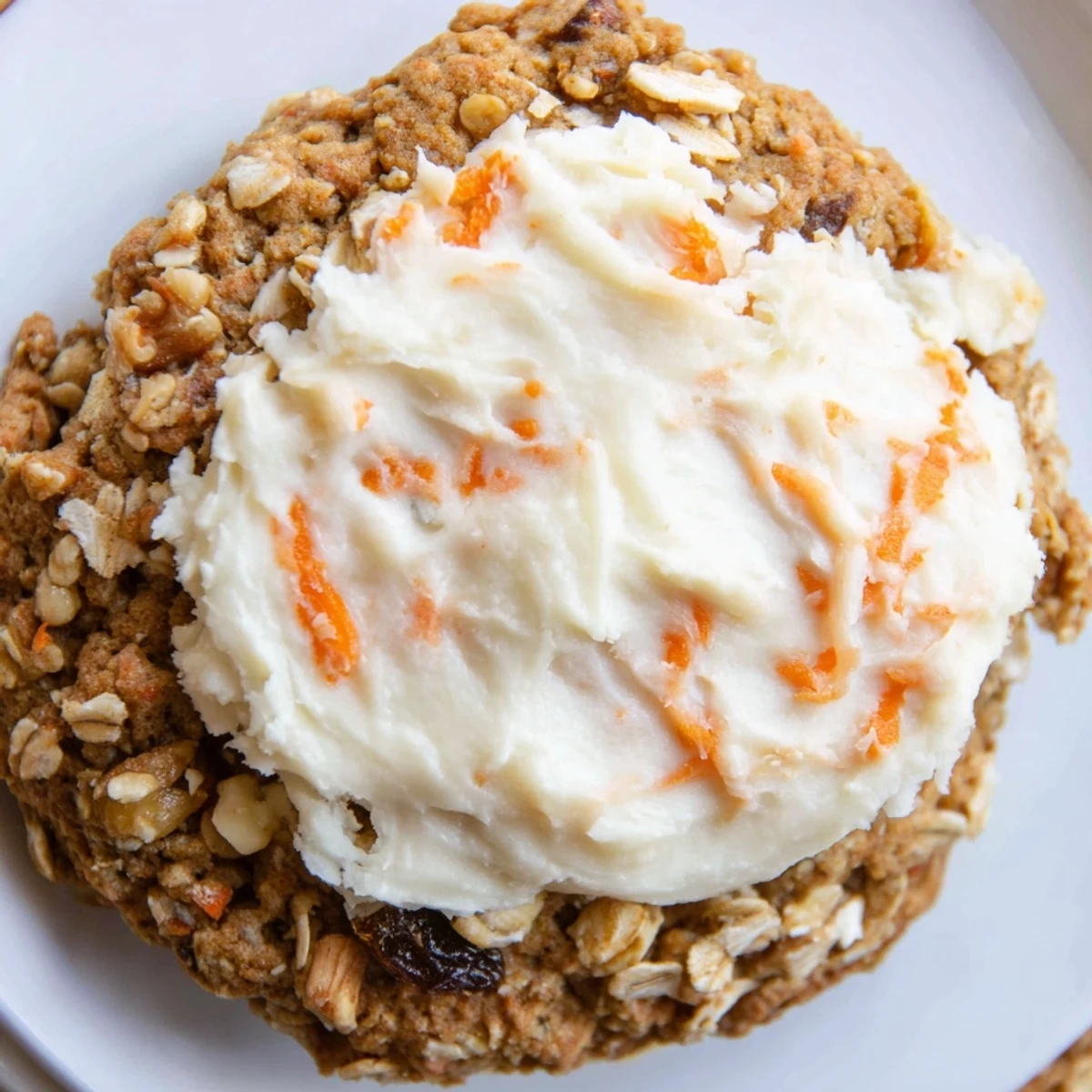 Golden spiced carrot cake cookies with visible grated carrots and chopped walnuts fresh from the oven