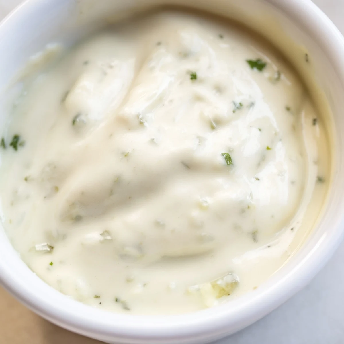 Rich homemade Mexican white sauce drizzled over crispy tacos and grilled seasoned chicken