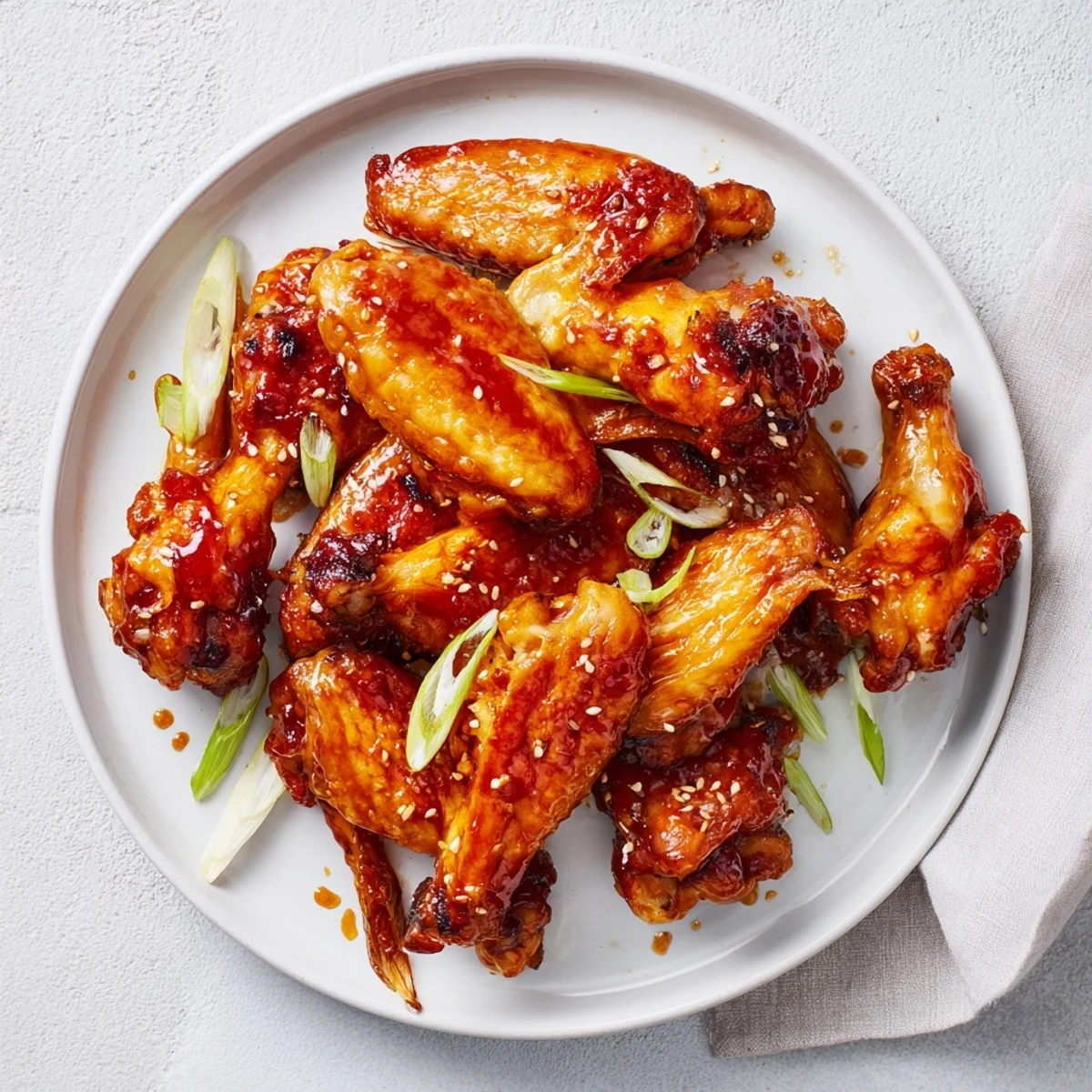 A platter of Sticky Teriyaki Baked Wings, sesame seeds and dipping sauce.