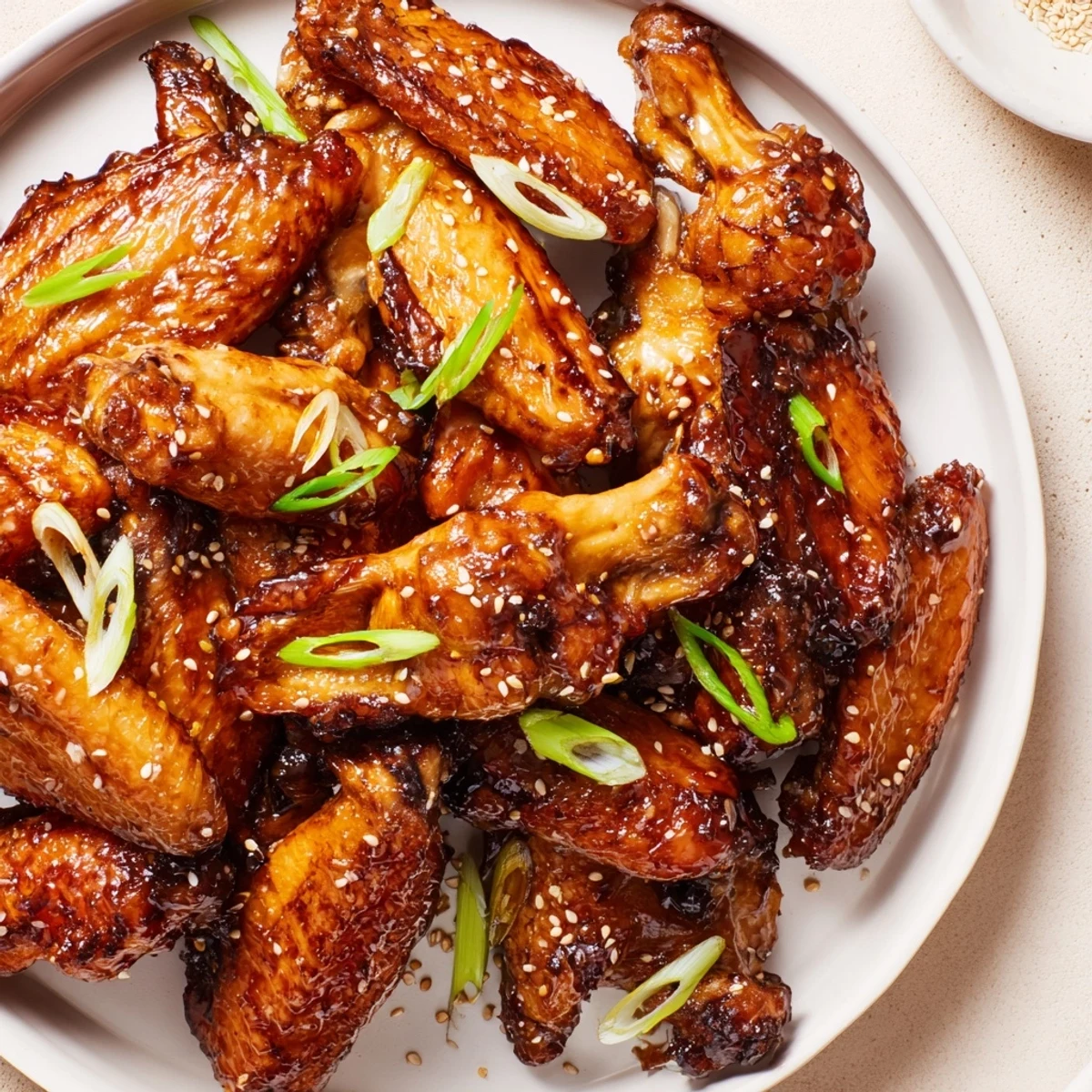 Crisp-edged, sticky-sweet aroma rising from the bowl of Sticky Teriyaki Baked Wings.