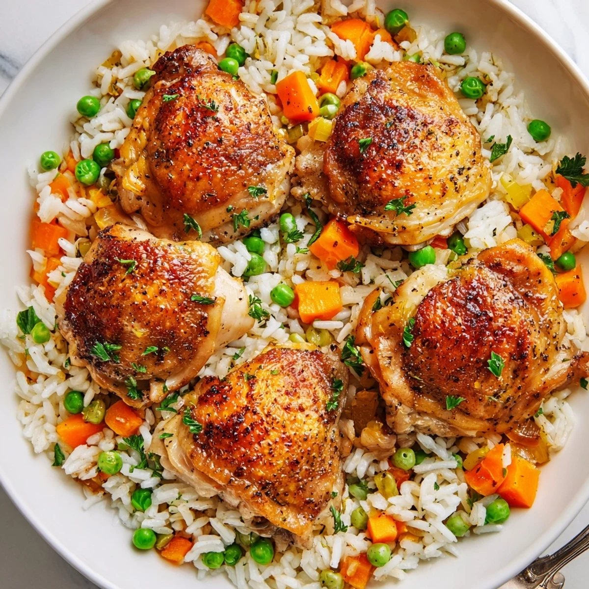 Slow Cooker Lemon Herb Chicken And Rice tender thighs, zesty lemon, fork-fluffed rice