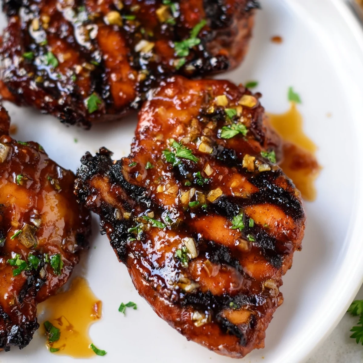Serve Grilled Honey Buffalo Chicken Thighs hot with ranch and crisp celery