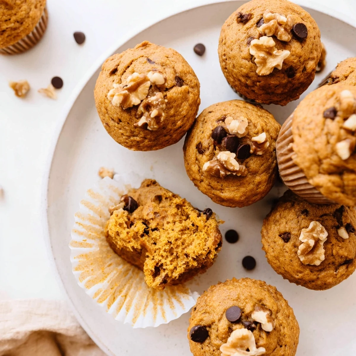 Moist breakfast muffins featuring roasted squash and sweet banana, freshly baked and golden