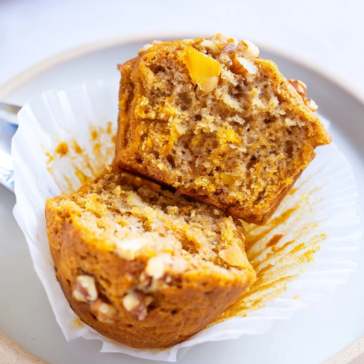 Warm Butternut Squash Banana Muffins on cooling rack, golden tops steaming