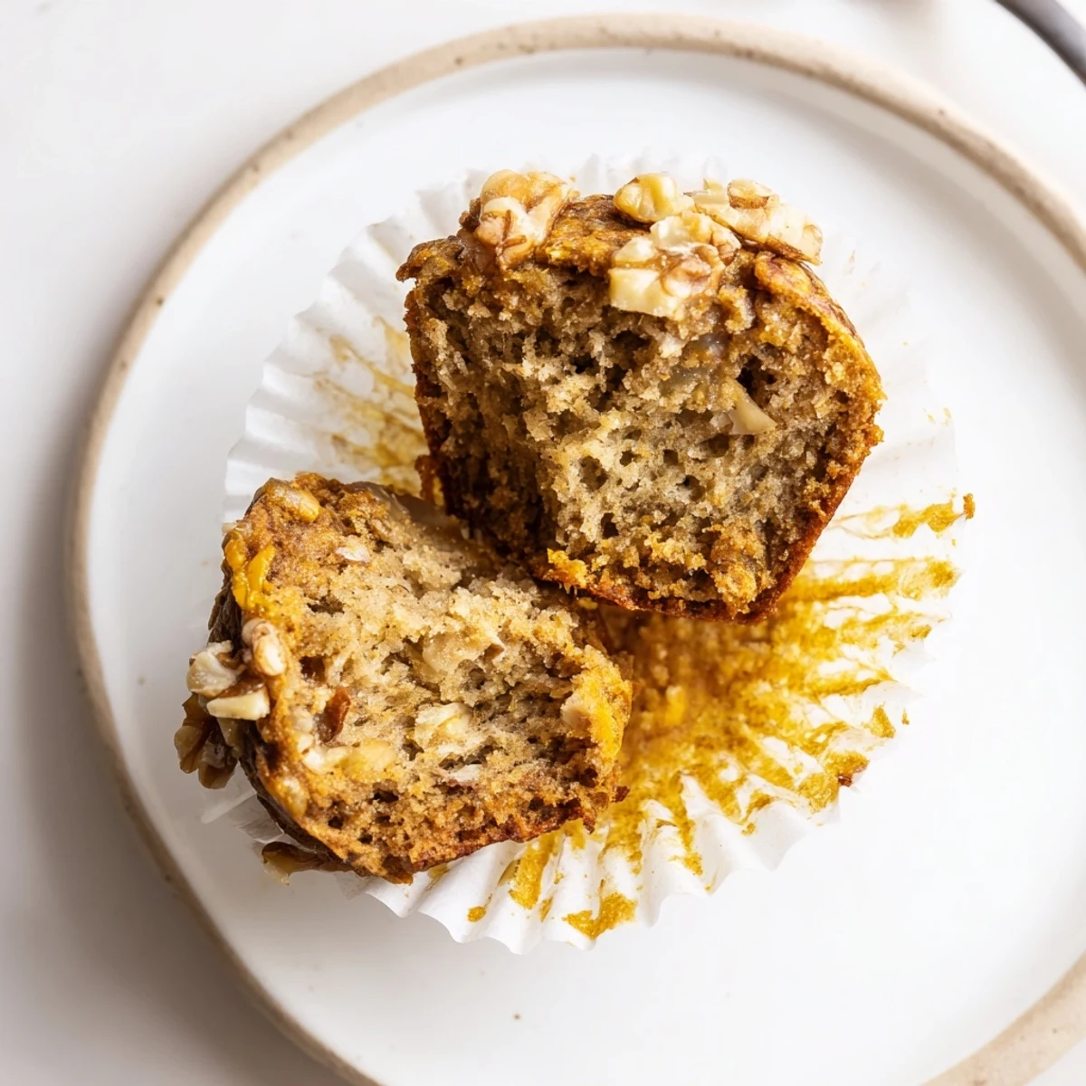 Freshly baked Butternut Squash Banana Muffins served with butter and tea