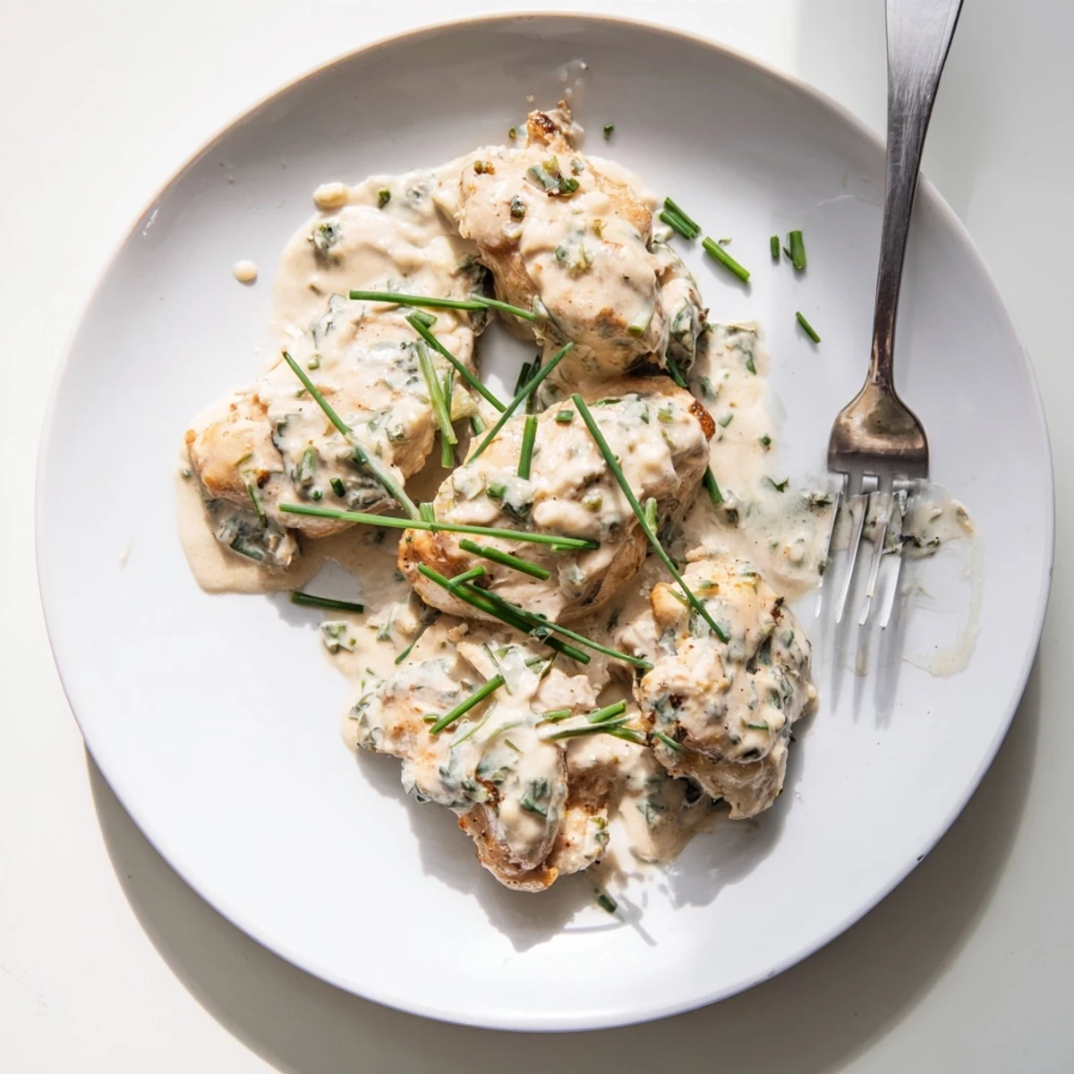 Tender cream cheese chicken breasts coated in a velvety Parmesan herb sauce