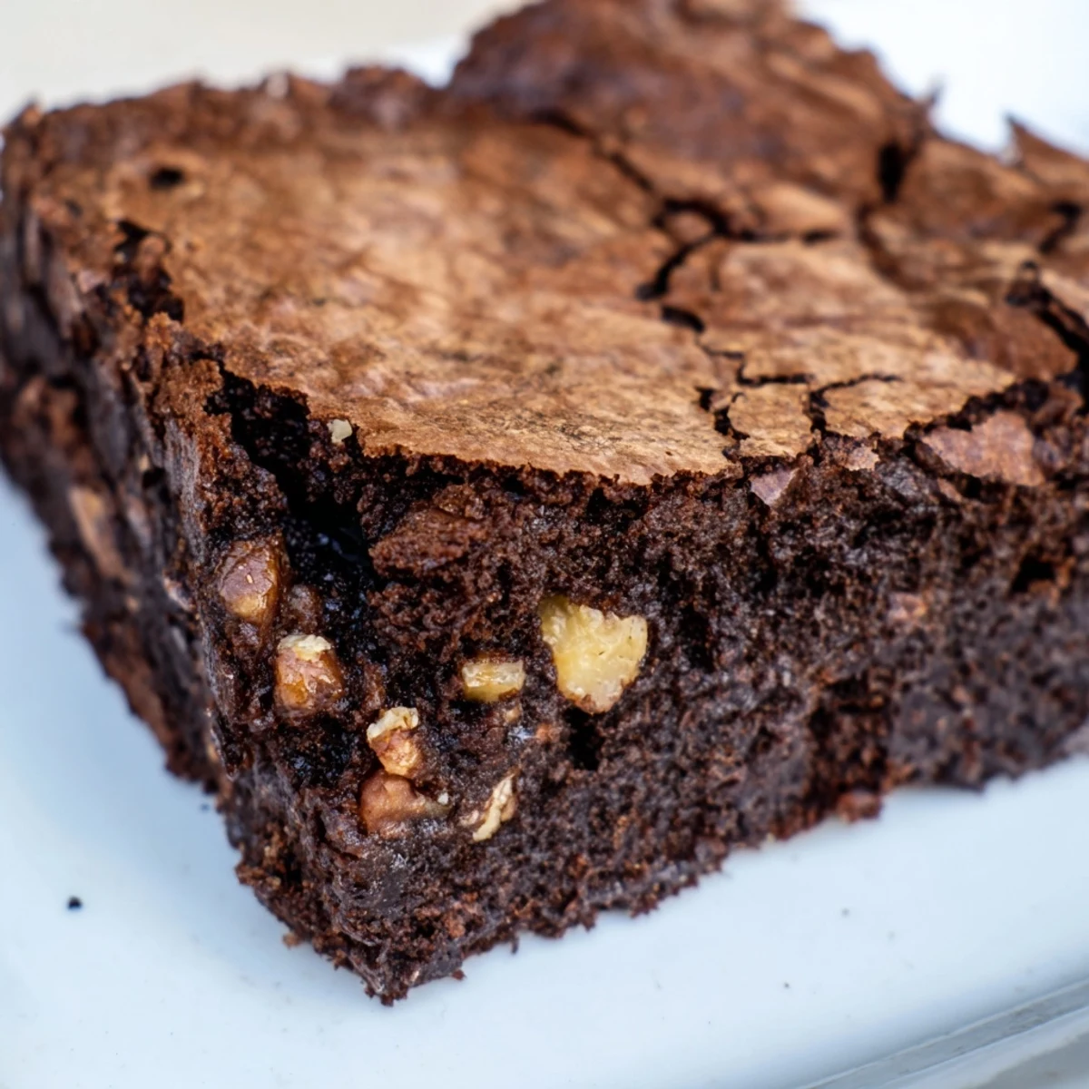 Rich fudgy ultimate brownies with a shiny crackly top cut into squares